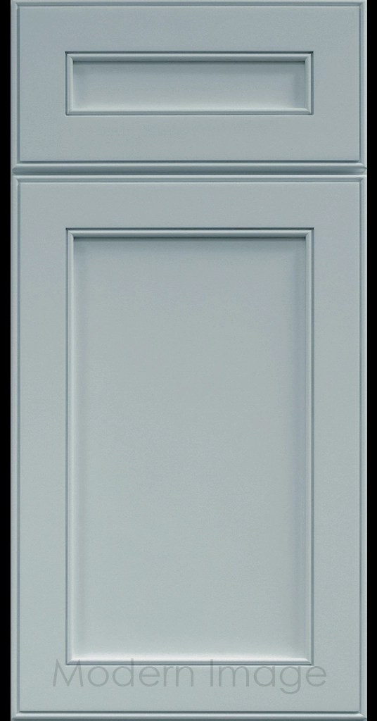 Davis refined Shaker style kitchen cabinet in a Niebla Azul color.